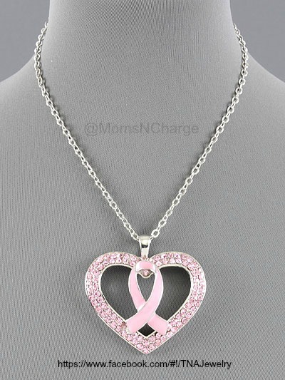 breast cancer heart necklace