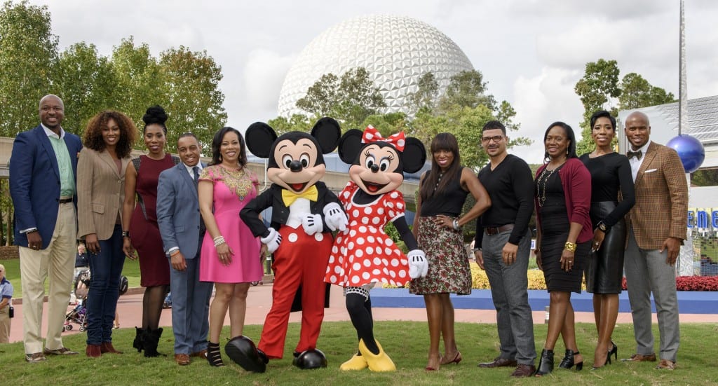 The Disney Dreamers Academy judges gathered at Walt Disney World Resort this year to select the Disney Dreamers Academy Class of 2016. From left, Dr. Alex O. Ellis, Simply Ellis Custom Clothier CEO; Yolanda Adams, gospel music legend; Brandi Harvey, Steve and Marjorie Harvey Foundation executive director; Princeton Parker, Disney Dreamers Academy alumnus; Sonia Jackson Myles, founder and author of The Sister Accord; Mickey Mouse; Minnie Mouse; Mikki Taylor, ESSENCE magazine editor-at-large; Dr. Steve Perry, education advocate; Carole Munroe, director of public relations for Walt Disney World Resort; Karli Harvey, Steve Harvey Products creative director and Jonathan Sprinkles, award-winning motivational speaker. (Todd Anderson, photographer)