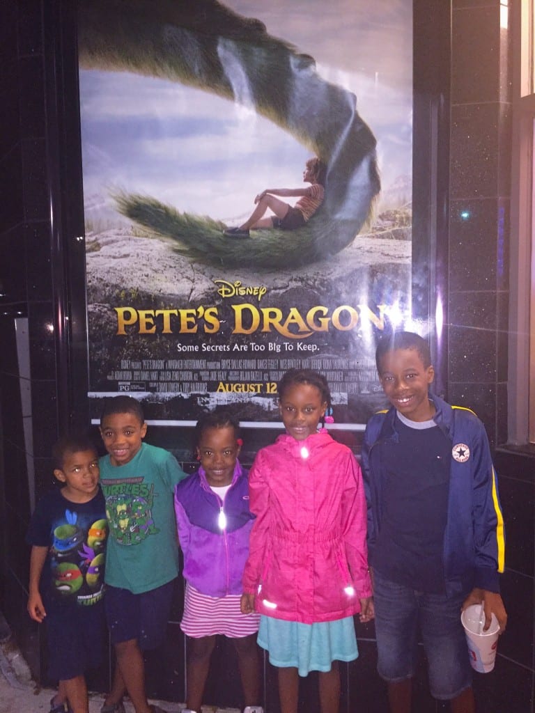 Fresh out of the Pete's Dragon movie, and the kids are all smiles.