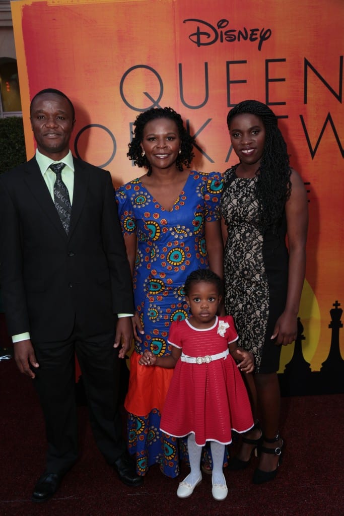 Robert Katende, Sara Katende, Phiona Mutesi and Hope Katende arrive at the U.S. premiere of DisneyÕs ÒQueen of KatweÓ at the El Capitan Theatre in Hollywood, CA on Tuesday, September 20, 2016. The film, starring David Oyelowo, Oscar winner Lupita NyongÕo and newcomer Madina Nalwanga, is directed by Mira Nair and opens in U.S. theaters in limited release on September 23, expanding wide September 30, 2016...(Photo: Alex J. Berliner/ABImages)