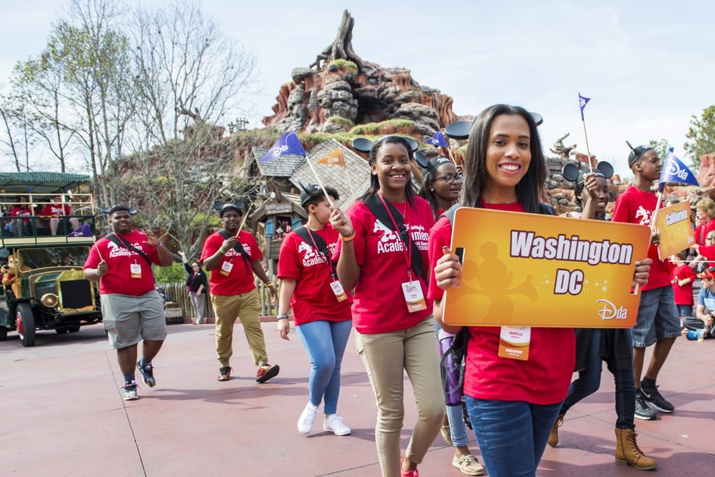 High school students kick off a special parade March 3, 2016 saluting Disney Dreamers Academy with Steve Harvey and Essence Magazine at Magic Kingdom in Lake Buena Vista, Fla. The ninth annual event, taking place March 3-6, 2016 at Walt Disney World Resort, is a career-inspiration program for distinguished high school students from across the U.S. (Ryan Wendler, photographer)