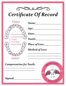 Tooth Fairy Certificate